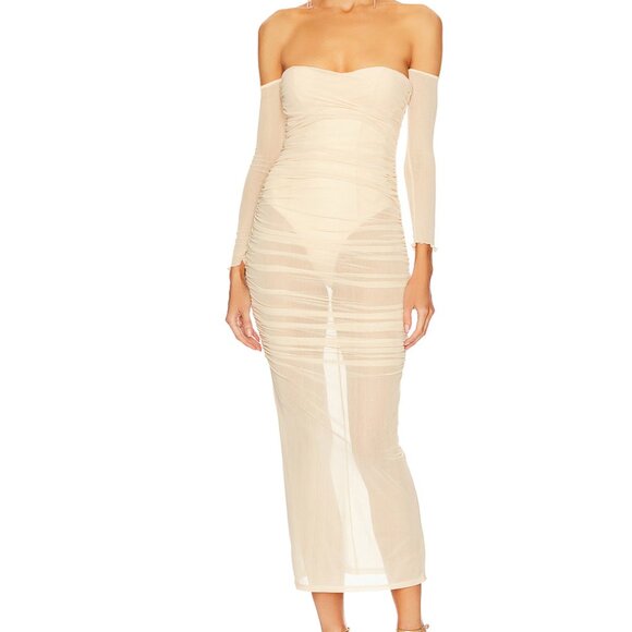 CAMILA COELHO | Lillian Midi Dress Pastel Peach (Nude) Size XS - Picture 2 of 7